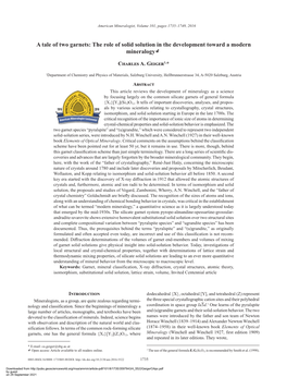 A Tale of Two Garnets: the Role of Solid Solution in the Development Toward a Modern Mineralogyk