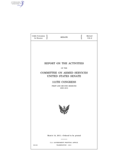 Report on the Activities Committee on Armed Services United States Senate 111Th Congress