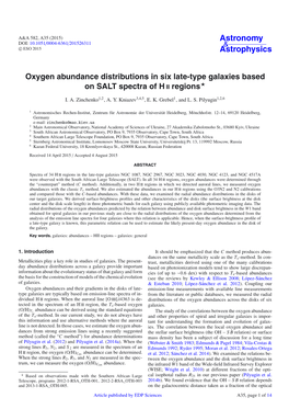 Oxygen Abundance Distributions in Six Late-Type Galaxies Based  on SALT Spectra of H II Regions
