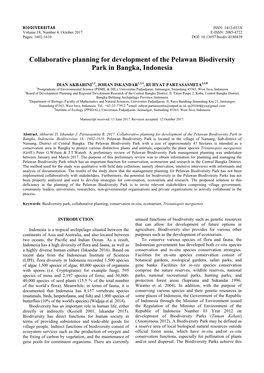 Collaborative Planning for Development of the Pelawan Biodiversity Park in Bangka, Indonesia