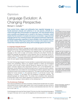 Language Evolution: a Changing Perspective Michael C