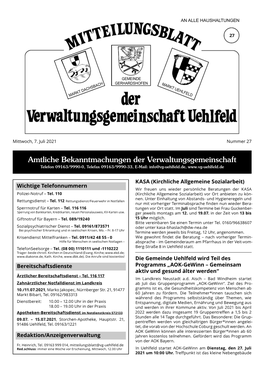 Mitteilungsblatt KW 27 2021