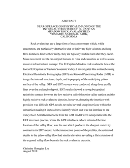 Near-Surface Geophysical Imaging of the Internal Structure of El Capitan Meadow Rock Avalanche in Yosemite National Park, California