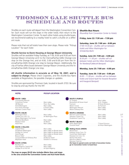 Thomson Gale Shuttle Bus Schedule and Routes