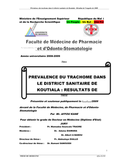 Prevalence Du Trachome Dans Le District