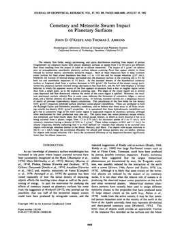 Cometary and Meteorite Swarm Impact on Planetary Surfaces