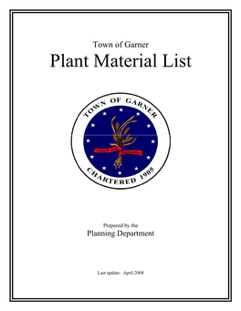 Plant Material List