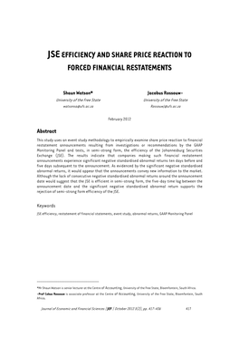 Jseefficiency and Share Price Reaction to Forced