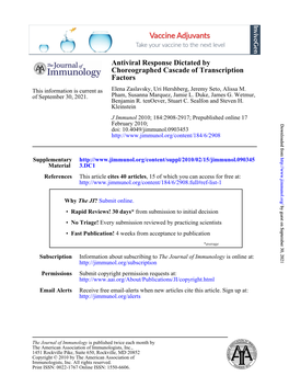 Factors Choreographed Cascade of Transcription Antiviral Response