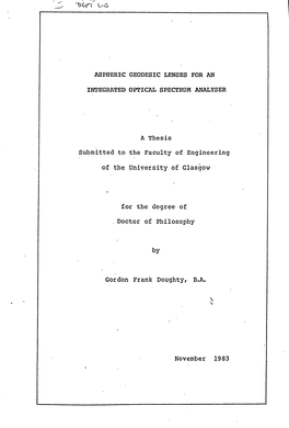 A Thesis Submitted to the Faculty of Engineering of the University Of