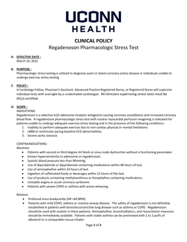 CLINICAL POLICY Regadenoson Pharmacologic Stress Test