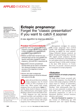 Ectopic Pregnancy: Ramakrishnan, MD, and Dewey C