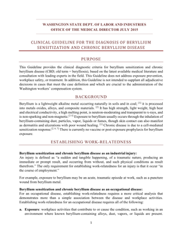 Clinical Guideline for the Diagnosis of Beryllium Sensitization and Chronic Beryllium Disease