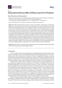 Interaction Between Rho Gtpases and 14-3-3 Proteins