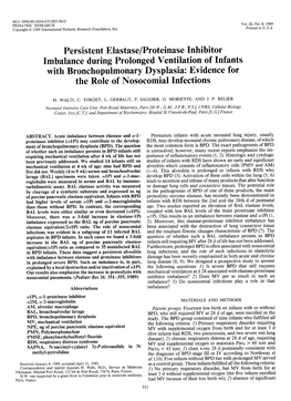 Persistent Elastase/Proteinase Inhibitor Imbalance During