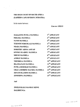 Case No: 1552/13 MAKAZIWE PUMLA MANDELA L