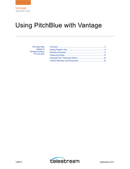 Using Pitchblue with Vantage App Note Title