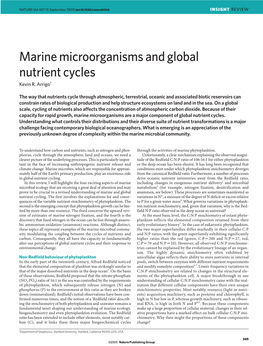 Marine Microorganisms and Global Nutrient Cycles Kevin R