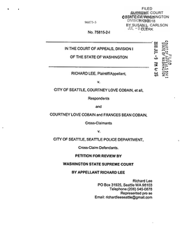 RECEIVED COURT of APPEALS DIVISION ONE 96075-5 JUL -9 2018 No