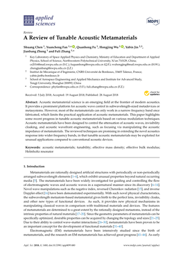 A Review of Tunable Acoustic Metamaterials