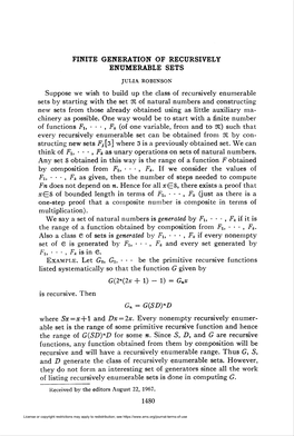 Finite Generation of Recursively Enumerable Sets