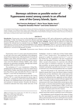 Stomoxys Calcitrans As Possible Vector of Trypanosoma Evansi Among Camels in an Affected Area of the Canary Islands, Spain