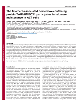 The Telomere-Associated Homeobox-Containing Protein TAH1