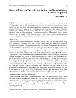 Gender and Emotional Expressiveness: an Analysis of Prosodic Features in Emotional Expression