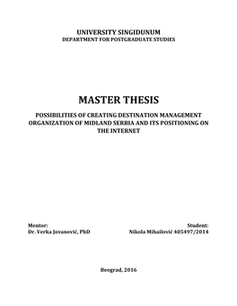 Master Thesis Possibilities of Creating Destination