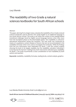 The Readability of Two Grade 4 Natural Sciences Textbooks for South African Schools