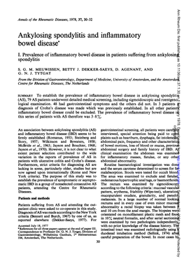 Ankylosing Spondylitis and Inflammatory Bowel Disease*