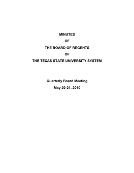 Minutes of the Board of Regents of the Texas State