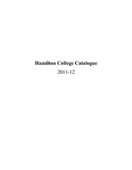 Hamilton College Catalogue 2011-12