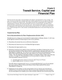 Transit Service, Capital and Financial Plan