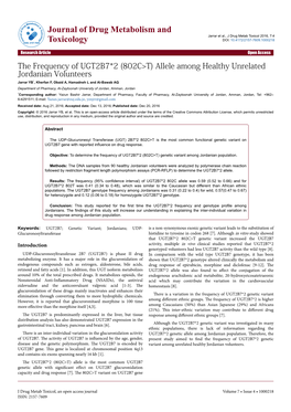 The Frequency of UGT2B7*2