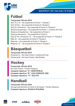 Fútbol Básquetbol Hockey Handball