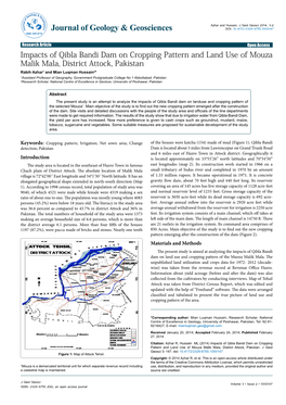 Impacts of Qibla Bandi Dam on Cropping Pattern and Land Use Of