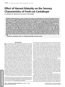 Effect of Harvest Maturity on the Sensory Characteristics of Fresh-Cut Cantaloupe J.C