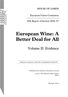 European Wine: a Better Deal for All