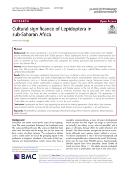 Cultural Significance of Lepidoptera in Sub-Saharan Africa Arnold Van Huis