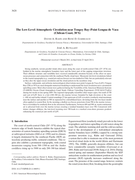 The Low-Level Atmospheric Circulation Near Tongoy Bay–Point Lengua De Vaca (Chilean Coast, 308S)