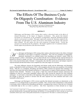 The Effects of the Business Cycle on Oligopoly Coordination: Evidence from the U.S