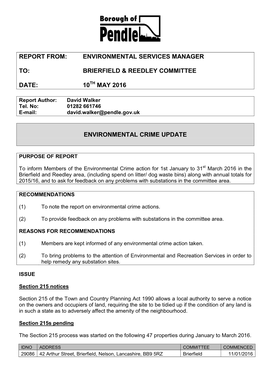 Item 15 Environmental Crime Update