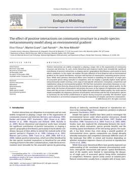 The Effect of Positive Interactions on Community Structure in a Multi-Species Metacommunity Model Along an Environmental Gradient