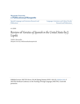 Review of Varieties of Spanish in the United States by J. Lipski Todd A