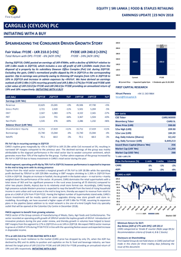 Cargills (Ceylon) Plc Initiating with a Buy