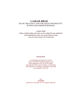 Laskar Jihad Islam, Militancy and the Quest for Identity in Post-New Order Indonesia