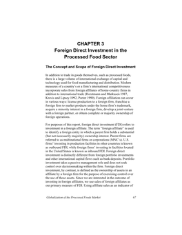 Foreign Direct Investment in the Processed Food Sector