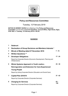 Policy and Resources Committee Tuesday, 12 February 2019
