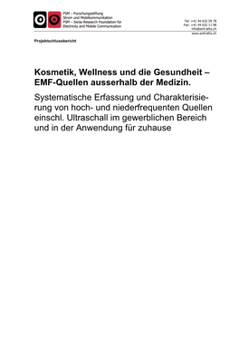 Kosmetik, Wellness Und Die Gesundheit – EMF-Quellen Ausserhalb Der Medizin